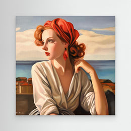 "L'Écharpe Rouge" as an Art Deco canvas print
