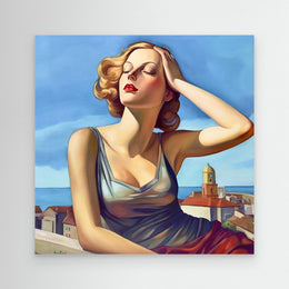 "Terrasse à Saint Tropez" as an Art Deco canvas print