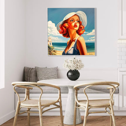 Femme au Chapeau Blanc Poster