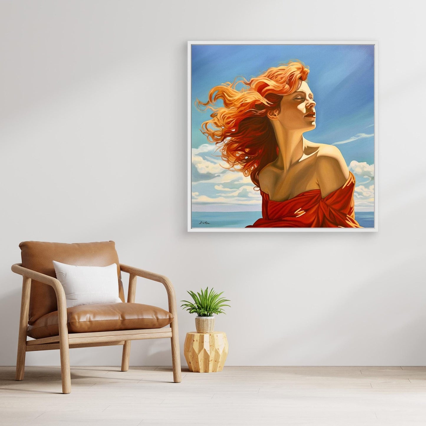 Rousse avec robe rouge