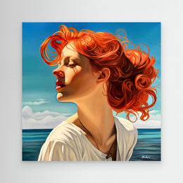 "Belle Fille à la Plage" as an Art Deco canvas print