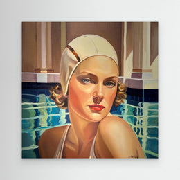 "Baigneuse à la Piscine" as an Art Deco canvas print