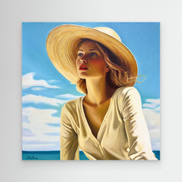 "Le Chapeau en Paille" as an Art Deco canvas print