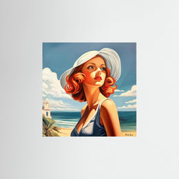 "Femme au Chapeau Blanc" as an Art Deco poster