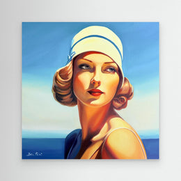 "Baigneuse au Bonnet Blanc" as an Art Deco canvas print