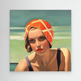 "Baigneuse au Maillot Noir" as an Art Deco canvas print