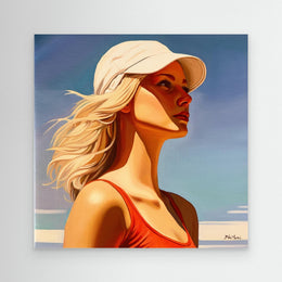 "Baigneuse au Maillot Rouge 2" as an Art Deco canvas print