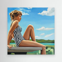 "Summer by The Lake" as an Art Deco canvas print