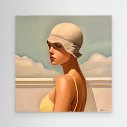 "Baigneuse Nostalgique" as an Art Deco canvas print
