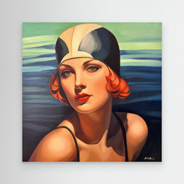 "Baigneuse Rousse" as an Art Deco canvas print