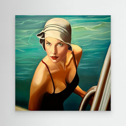 "À la Piscine" as an Art Deco canvas print