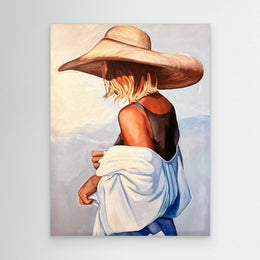 "Anne au Chapeau" as an Art Deco canvas print