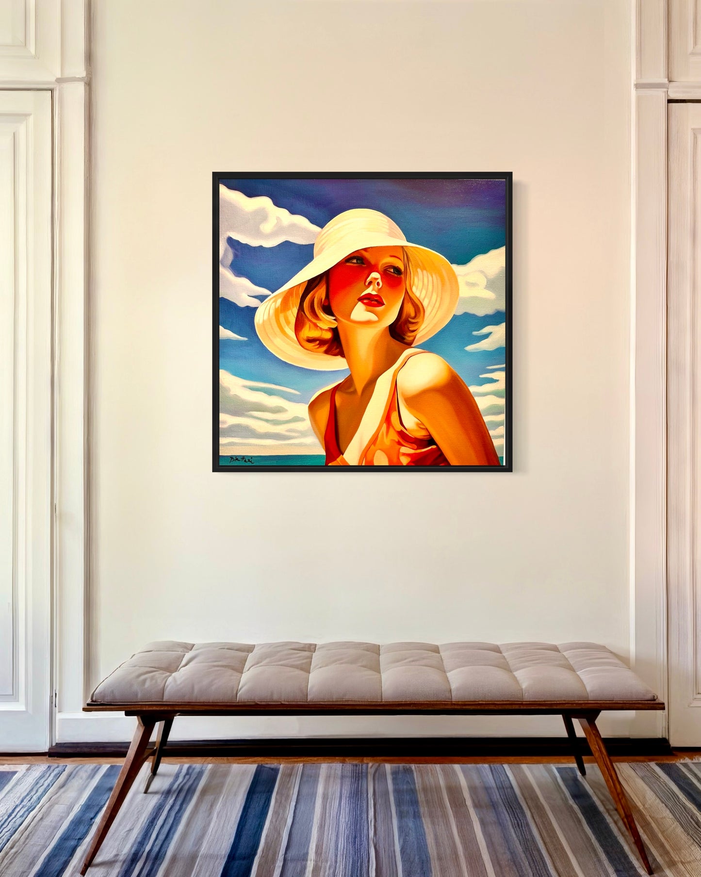 Fille au Chapeau Blanc - Poster