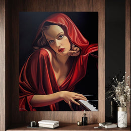 "The Piano Player" as an Art Deco canvas print