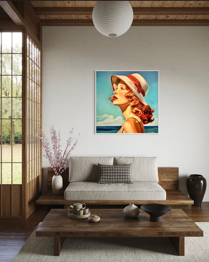 Rousse au Chapeau Blanc Canvas