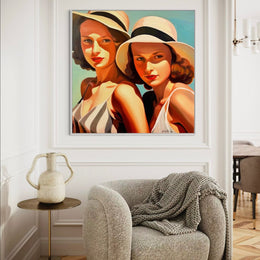 "Les Copines 2" as an Art Deco canvas print