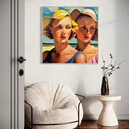 "Les Copines 3" as an Art Deco canvas print
