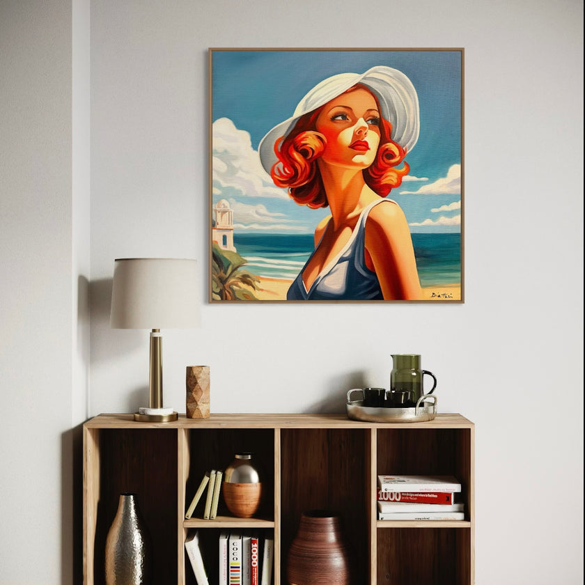 Femme au Chapeau Blanc Poster