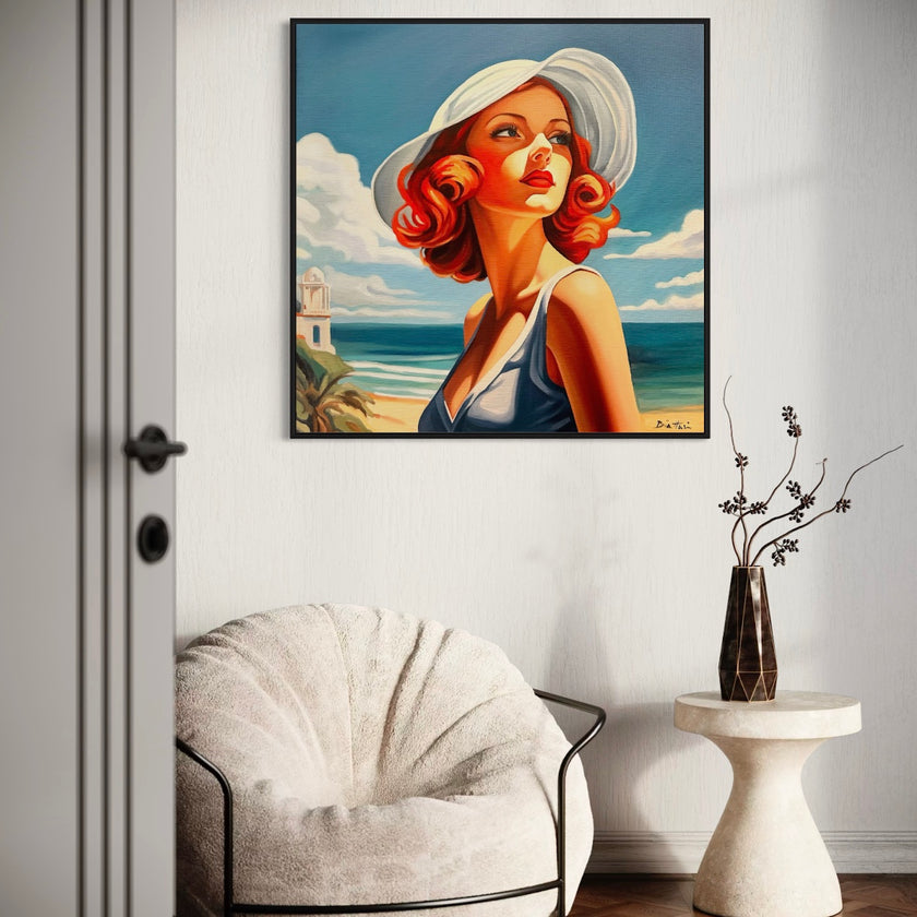 Femme au Chapeau Blanc Poster