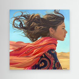 "With the Wind 3" as an Art Deco canvas print