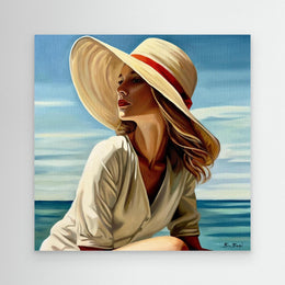 "Femme au Chapeau 2" as an Art Deco canvas print