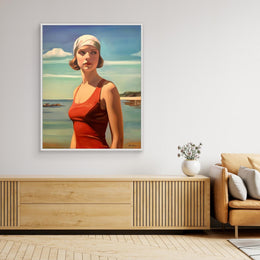 "Baigneuse au Maillot Rouge" as an Art Deco canvas print