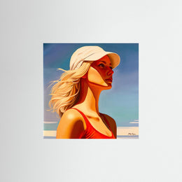 "Baigneuse au Maillot Rouge 2" as an Art Deco poster