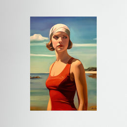 "Baigneuse au Maillot Rouge" as an Art Deco poster