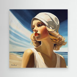 "Baigneuse au Maillot Blanc" as an Art Deco canvas print