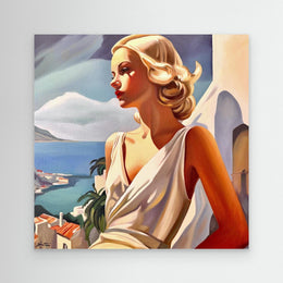 "Jeune Fille Nostalgique" as an Art Deco canvas print